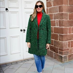 NWT J. Crew Green Daphne Tweed Topcoat Size 8